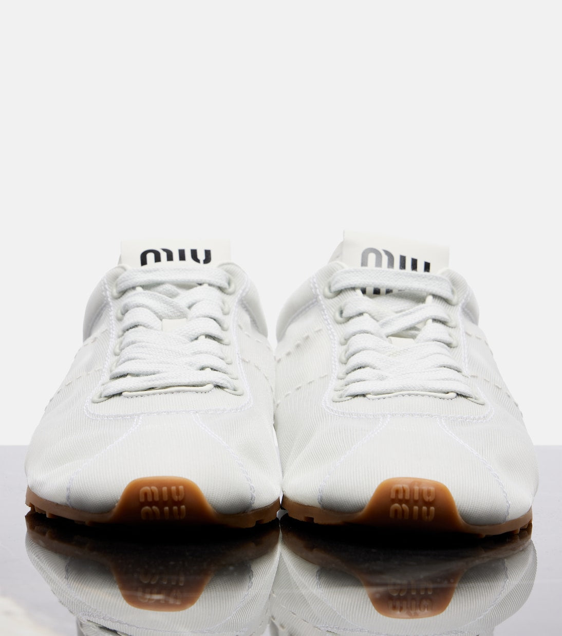 Miu Miu - Plume leather-trimmed sneakers