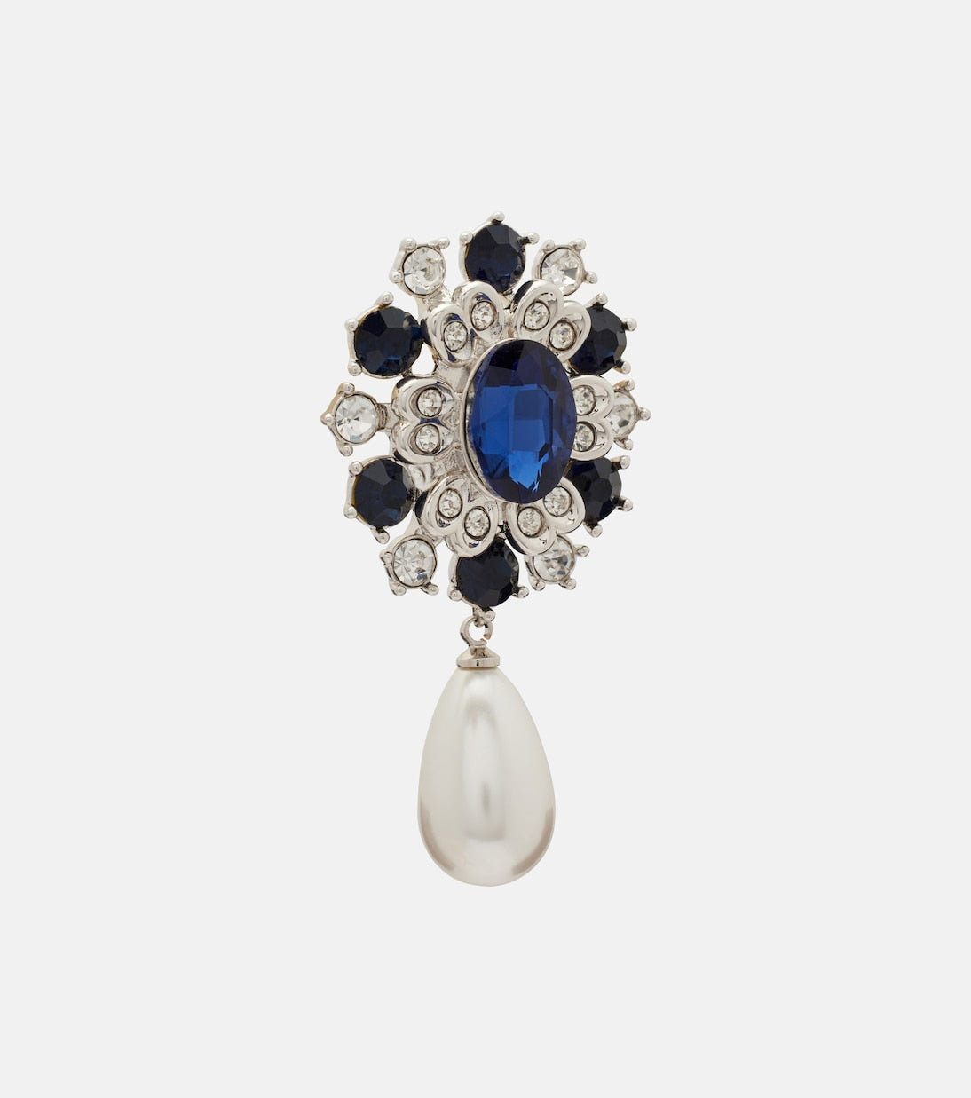 Self-Portrait - Crystal-embellished faux pearl drop earrings