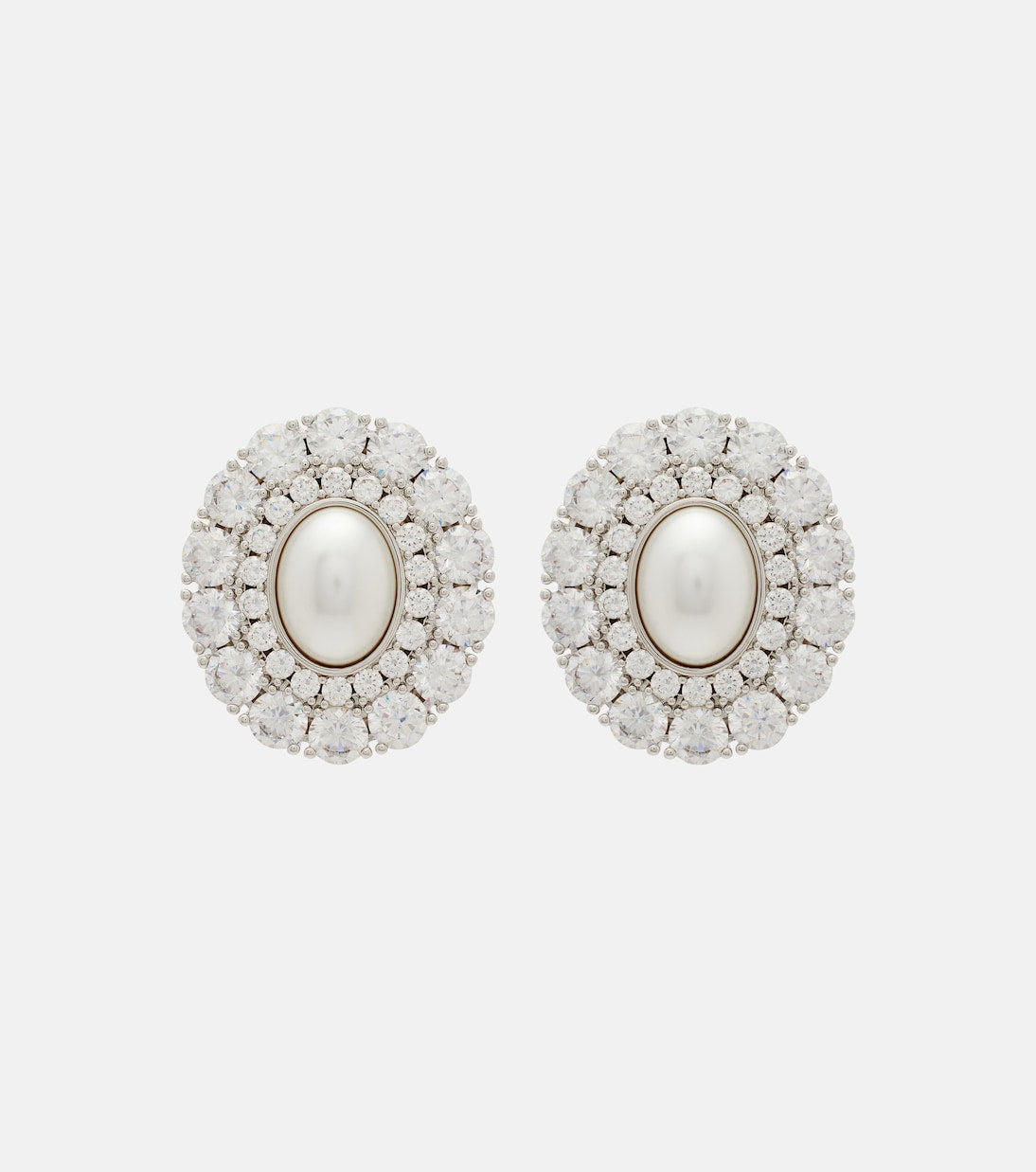 Self-Portrait - Crystal-embellished faux pearl earrings