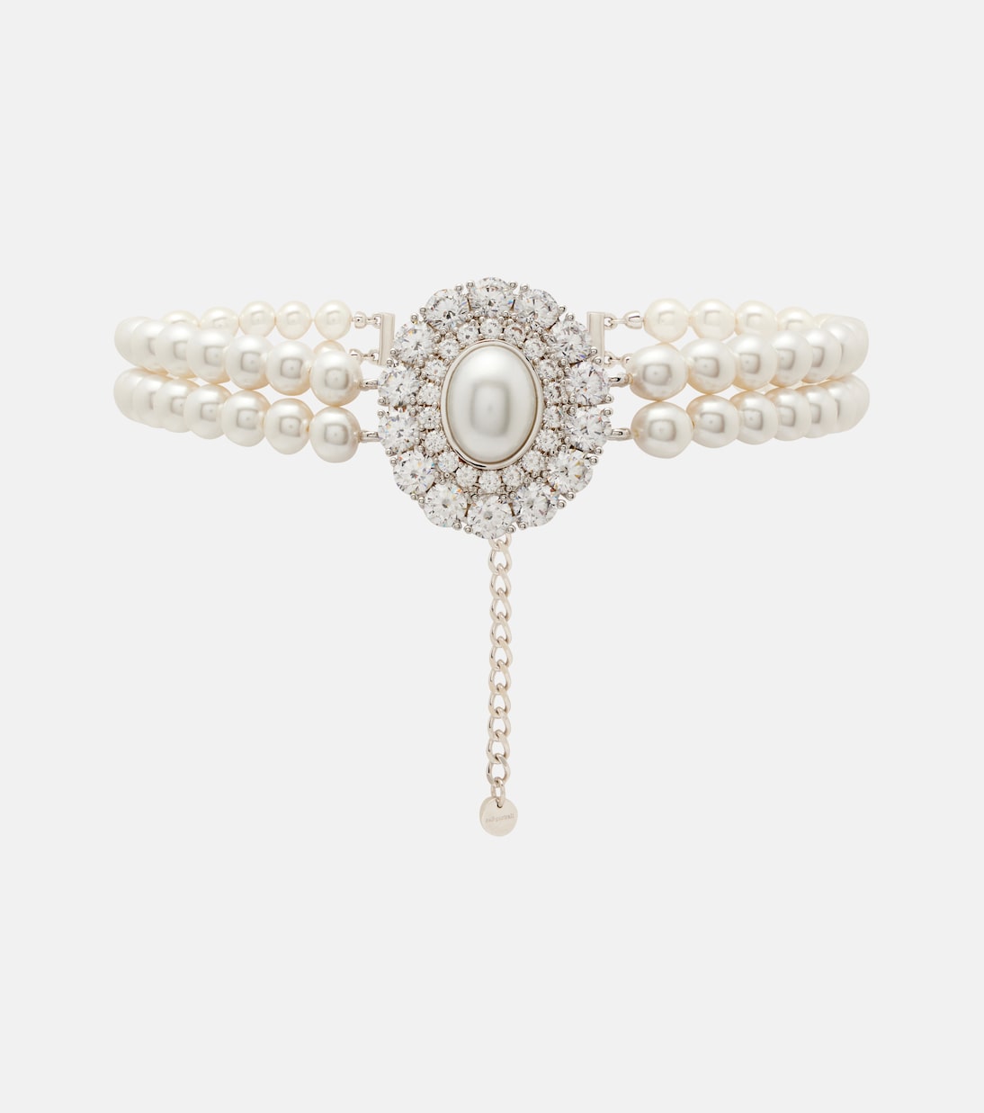 Self-Portrait - Crystal-embellished faux pearl choker