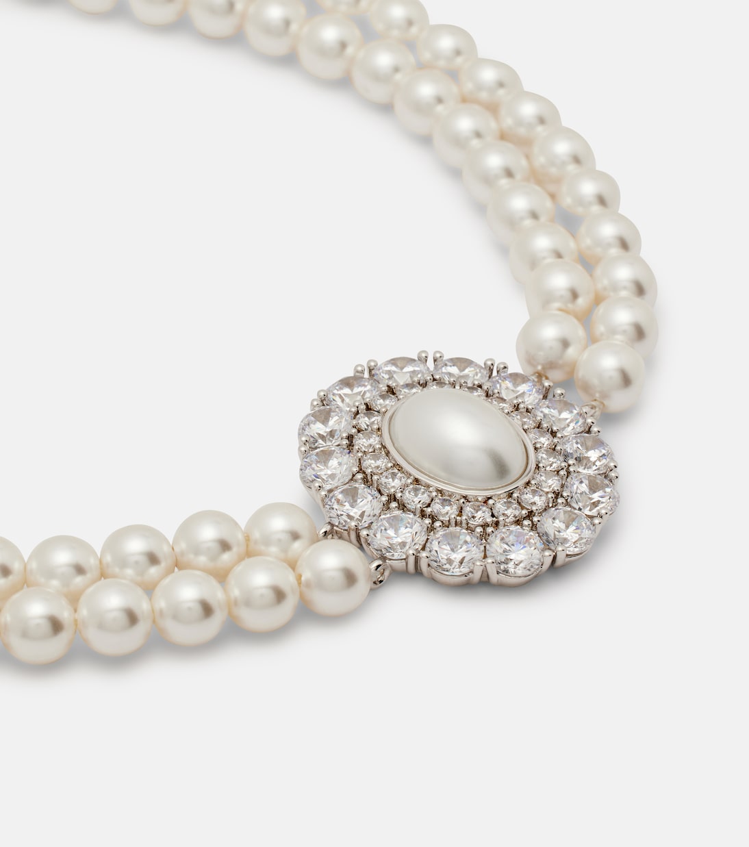 Self-Portrait - Crystal-embellished faux pearl choker