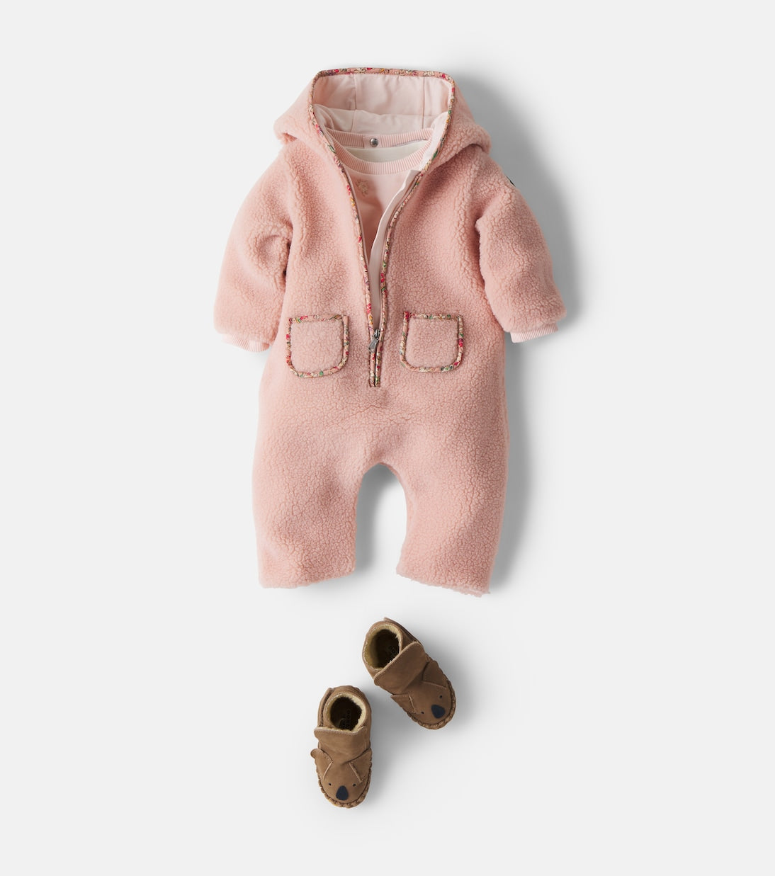 Moncler Enfant - Baby hooded teddy onesie
