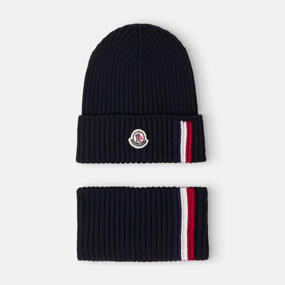 Moncler Enfant - Ribbed-knit virgin wool beanie and scarf set
