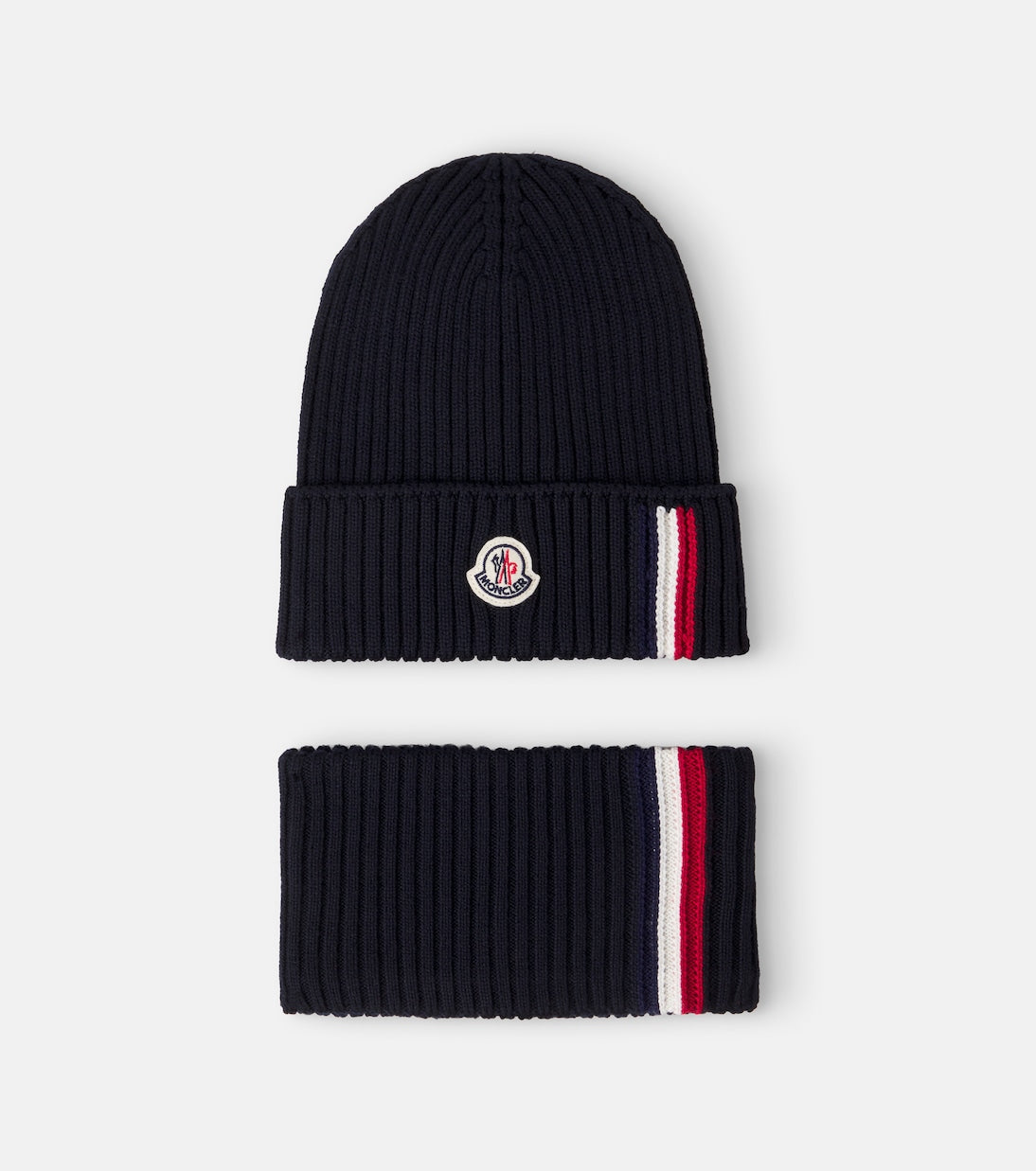 Moncler Enfant - Ribbed-knit virgin wool beanie and scarf set