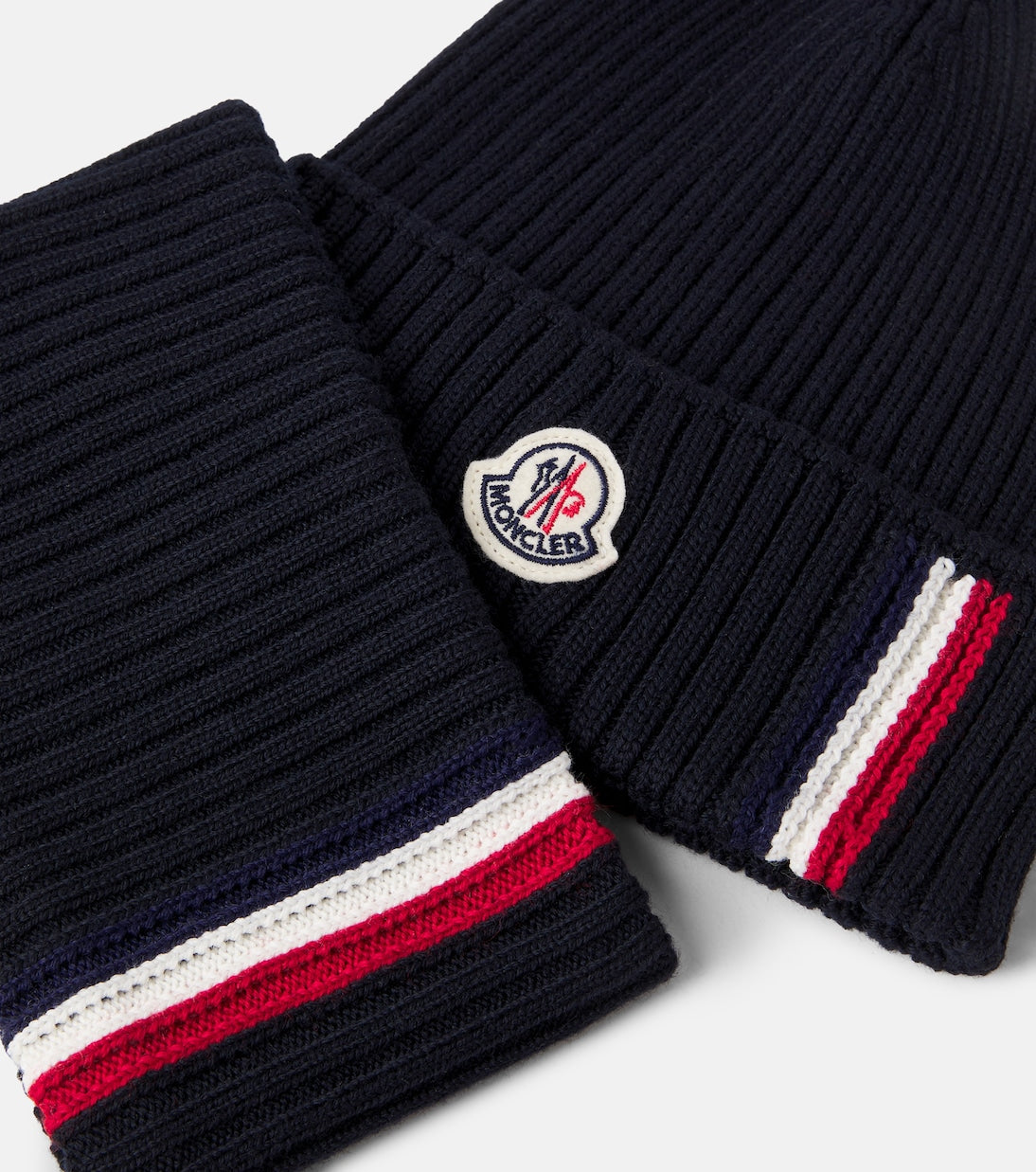 Moncler Enfant - Ribbed-knit virgin wool beanie and scarf set