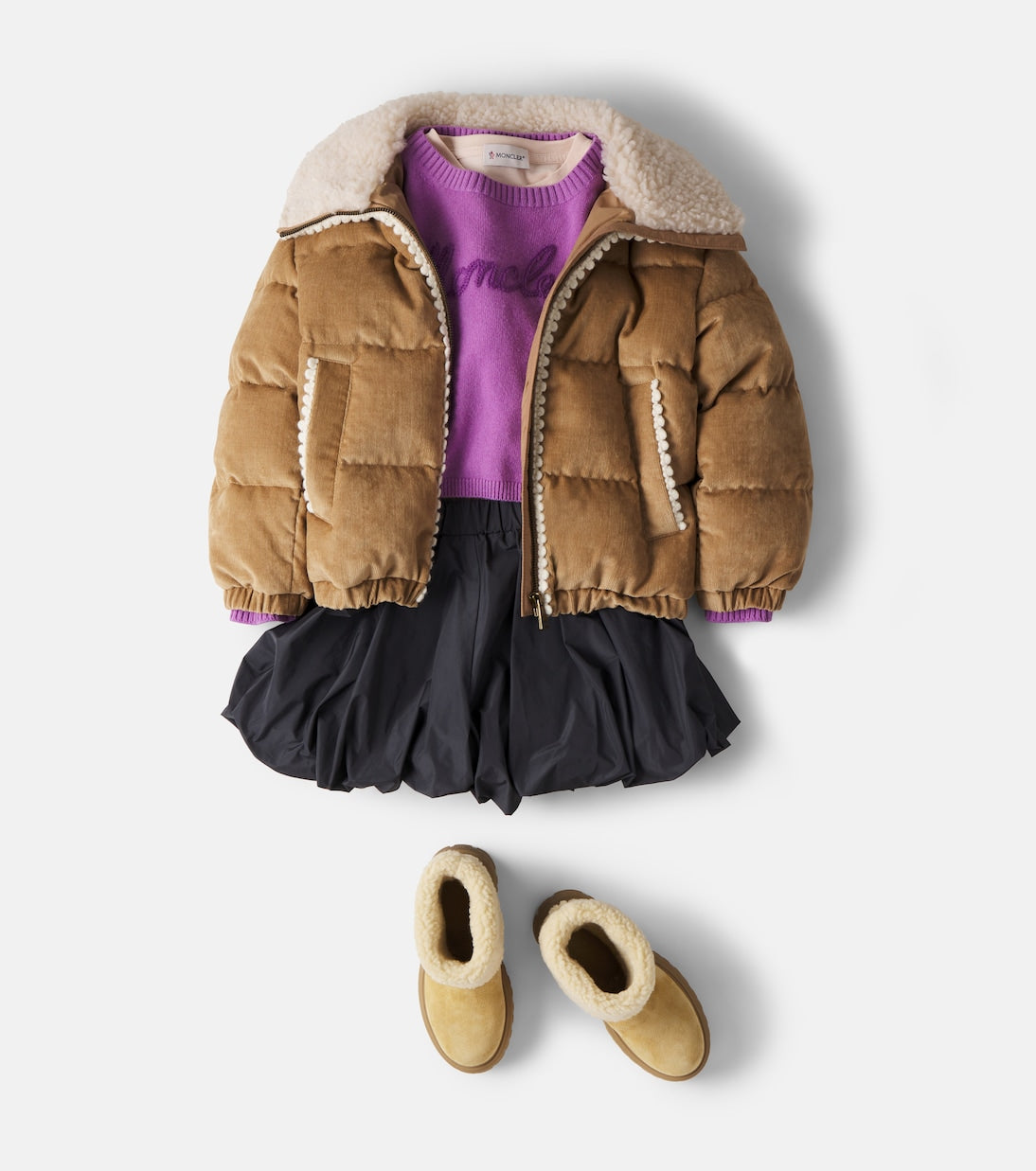 Moncler Enfant - Teddy-trimmed cotton corduroy down jacket