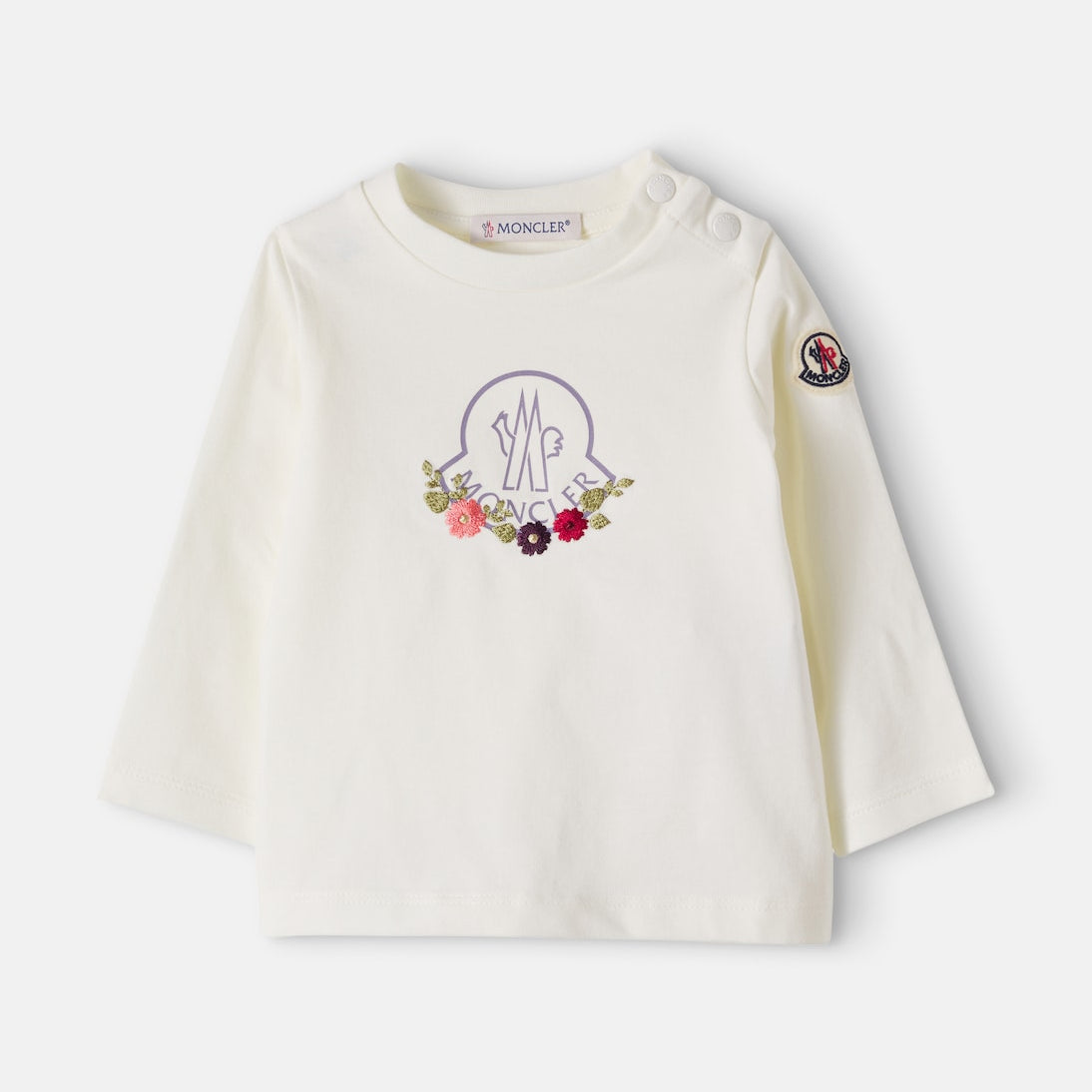 Moncler Enfant - Baby logo embroidered cotton-blend T-shirt