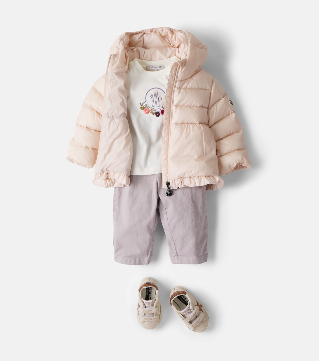 Moncler Enfant - Baby logo embroidered cotton-blend T-shirt