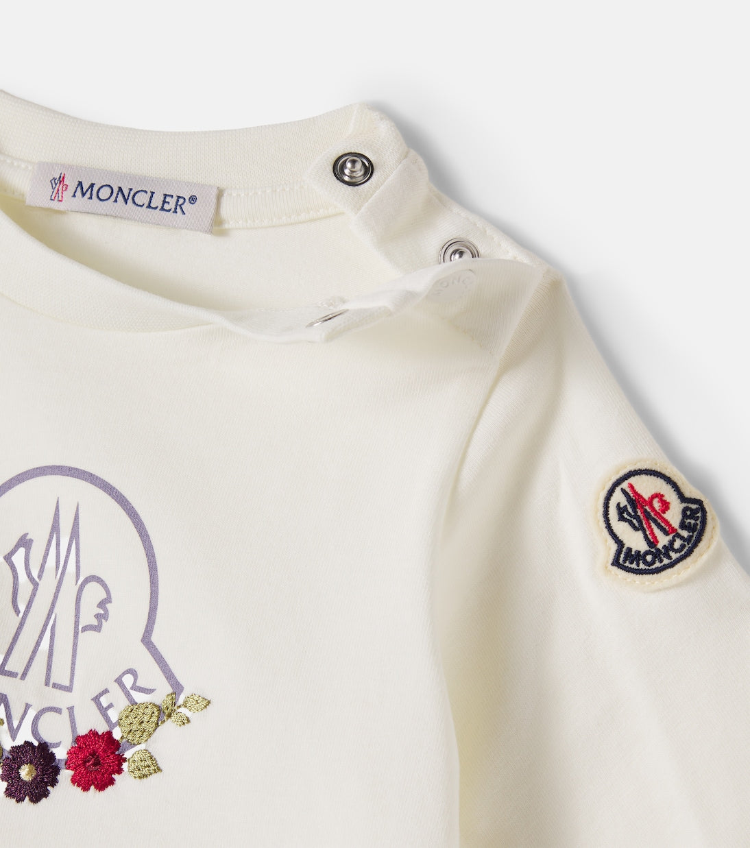 Moncler Enfant - Baby logo embroidered cotton-blend T-shirt