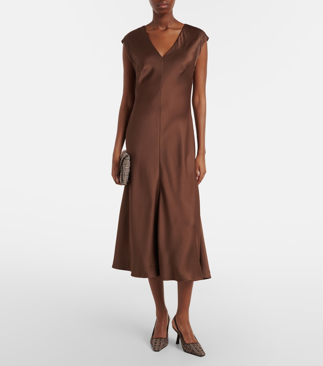 Brunello Cucinelli - Monili satin midi dress