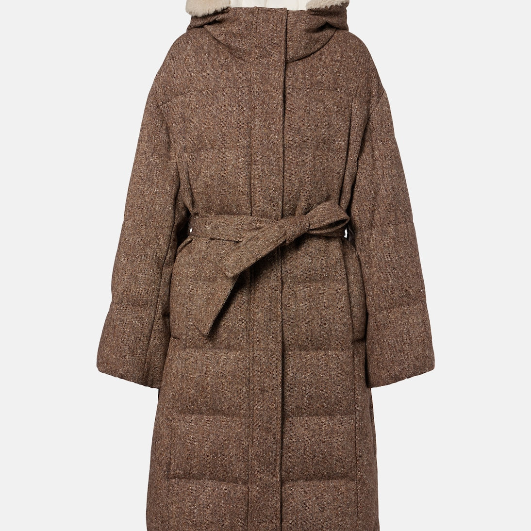 Brunello Cucinelli - Shearling-trimmed wool-blend down coat