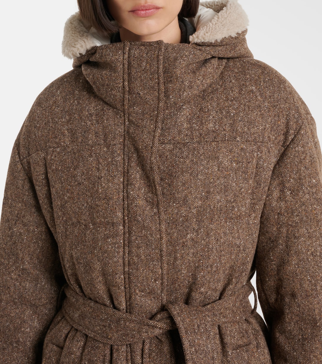 Brunello Cucinelli - Shearling-trimmed wool-blend down coat