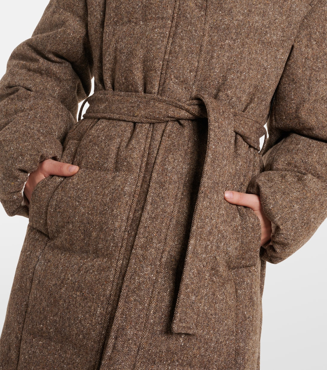 Brunello Cucinelli - Shearling-trimmed wool-blend down coat
