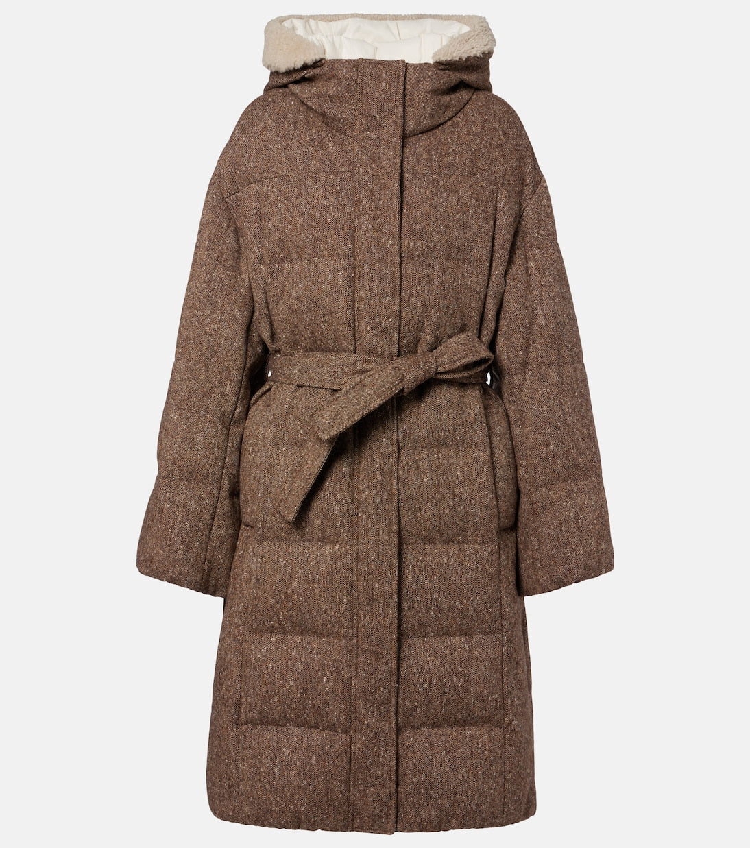 Brunello Cucinelli - Shearling-trimmed wool-blend down coat