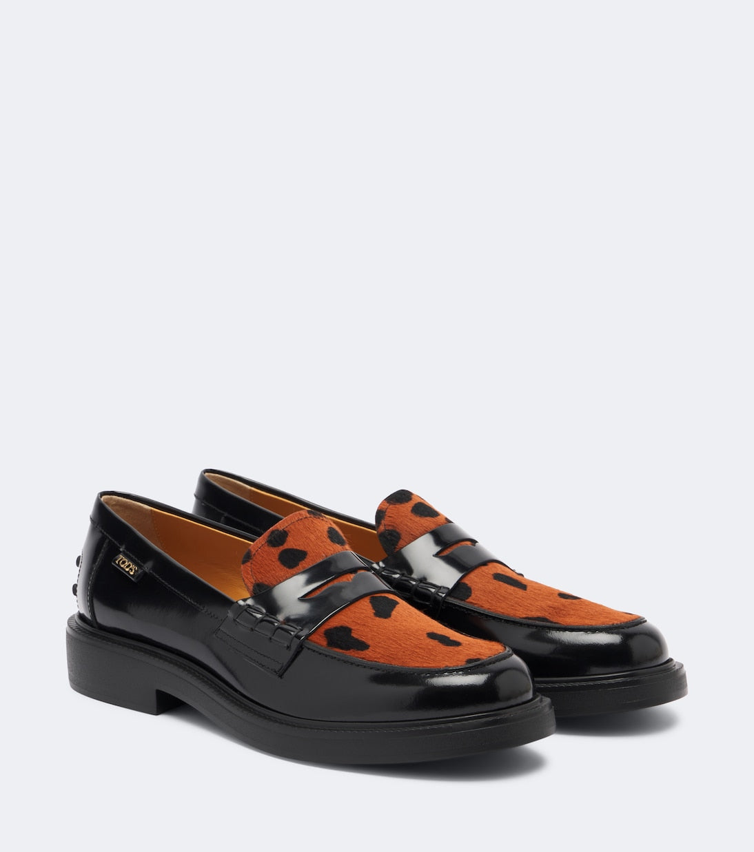 Tod's - Leather leopard-print penny loafers