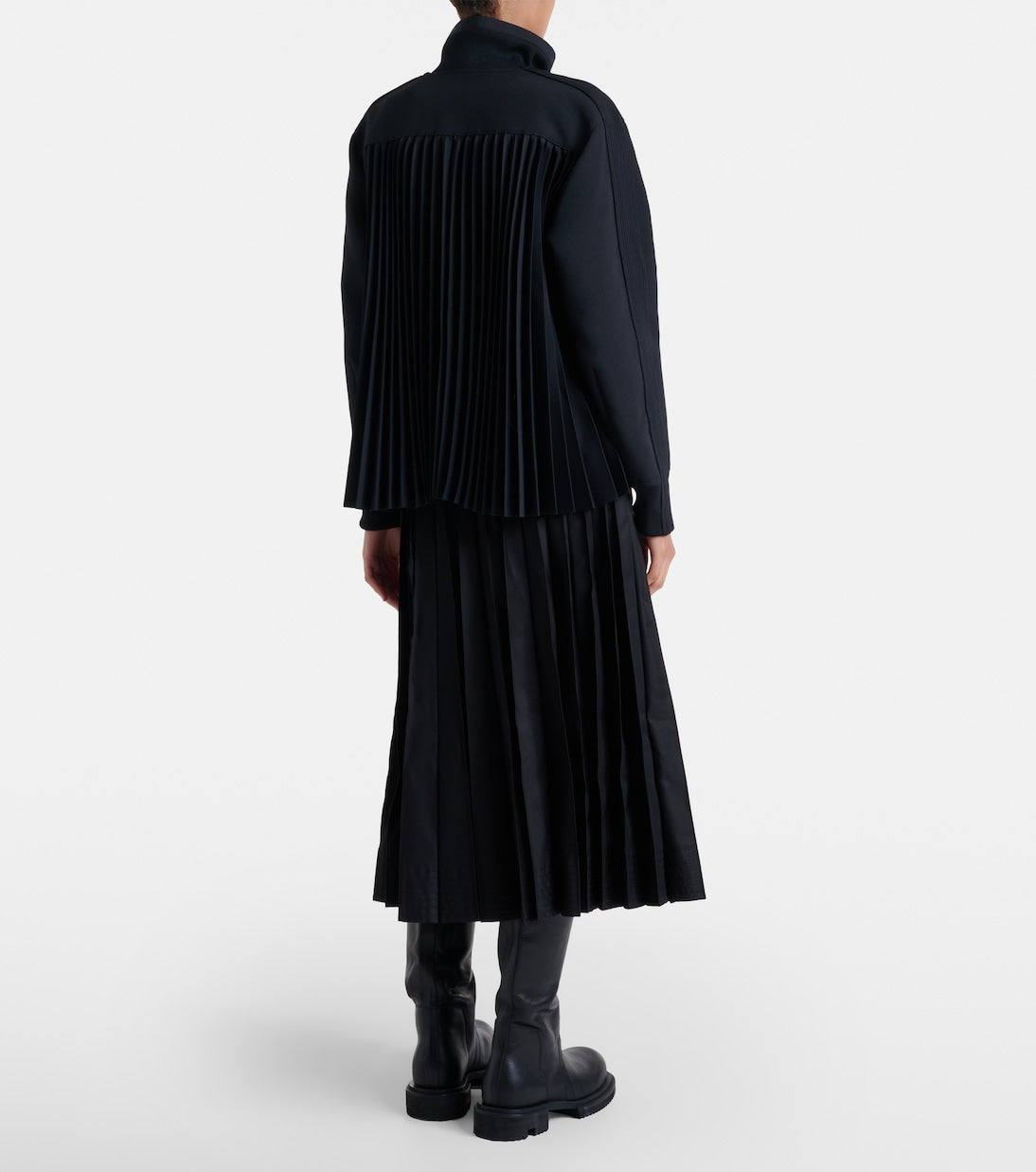 Sacai - Belted cotton-blend gabardine midi skirt