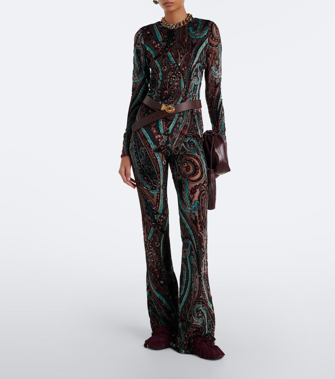 Etro - Patch-appliqué paisley flared pants
