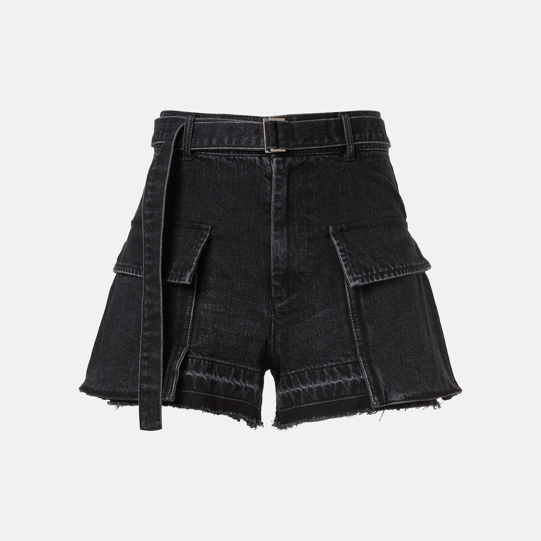 Sacai - Belted denim shorts