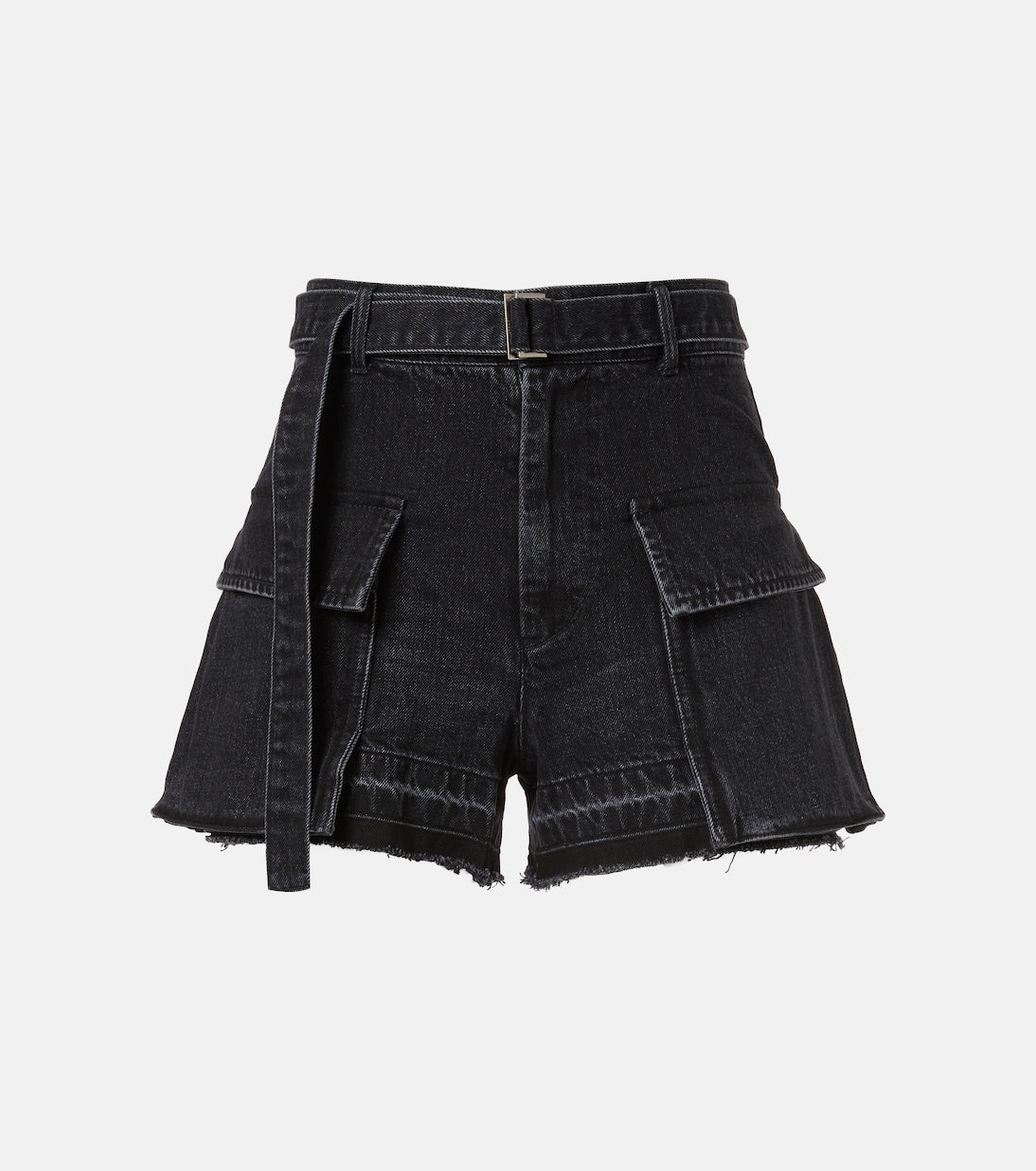 Sacai - Belted denim shorts