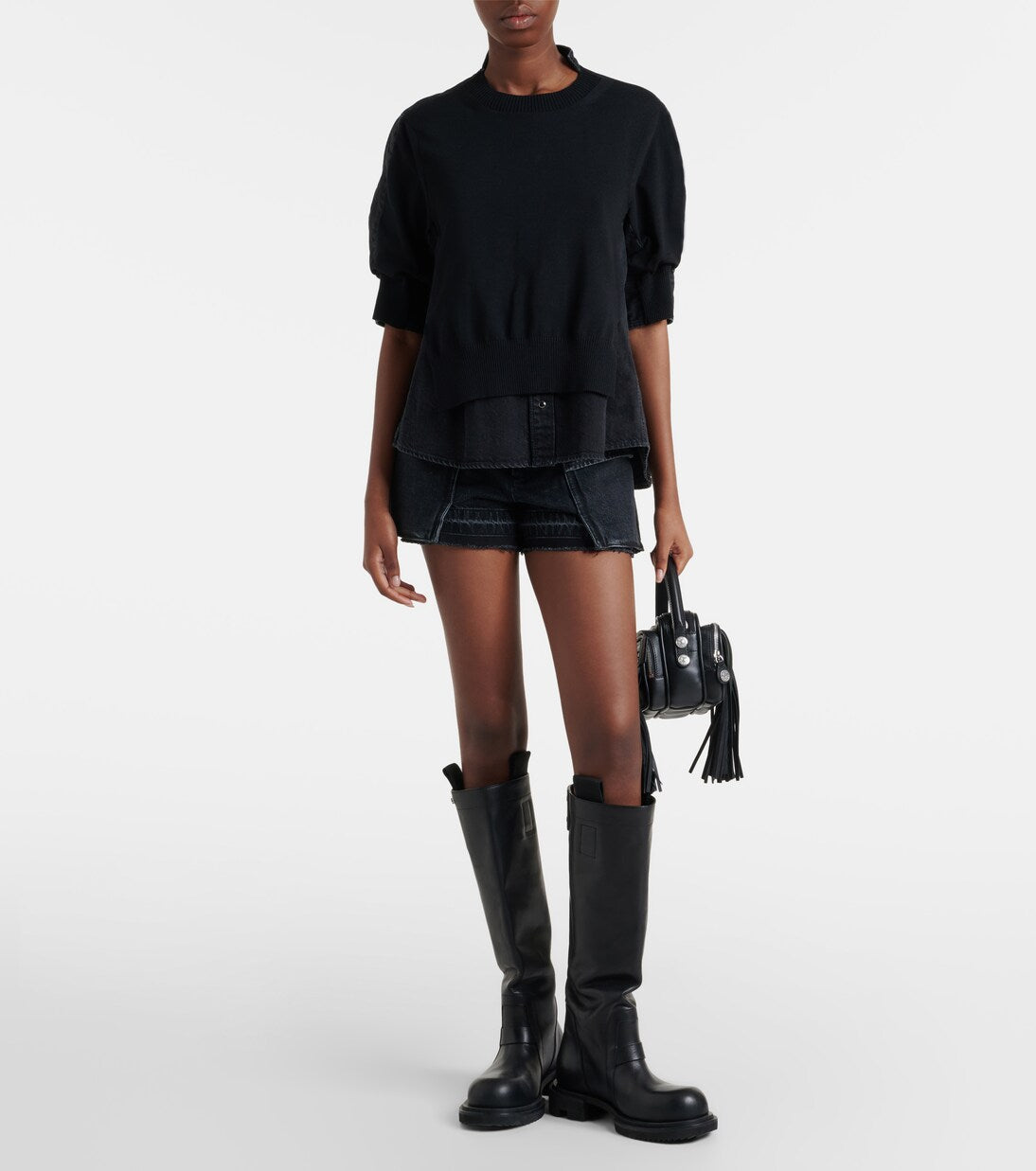 Sacai - Belted denim shorts