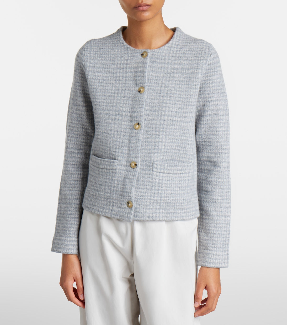 Vince - Checked wool and cashmere cardigan