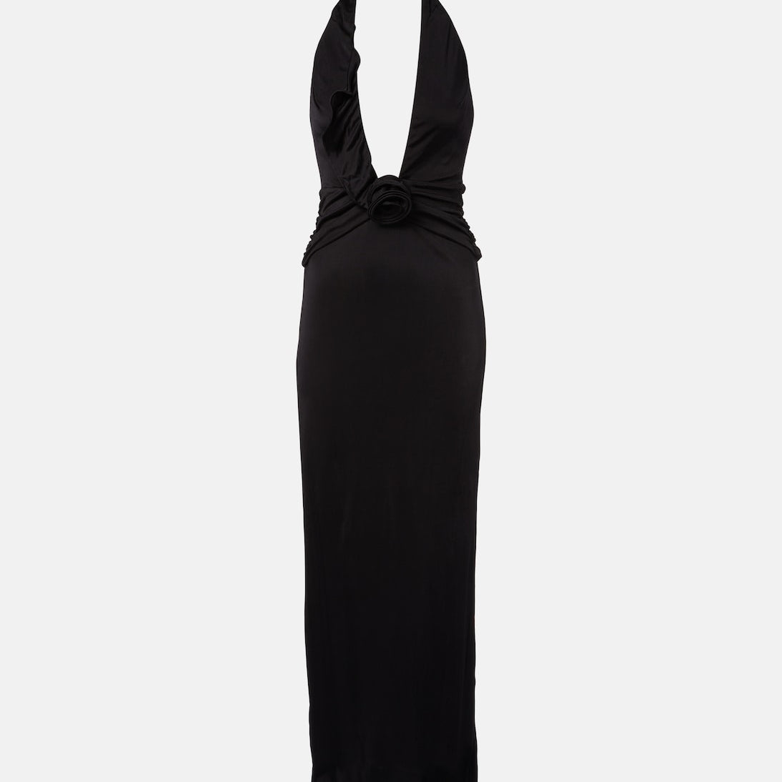 Adriana Degreas - Floral-appliqué halterneck maxi dress