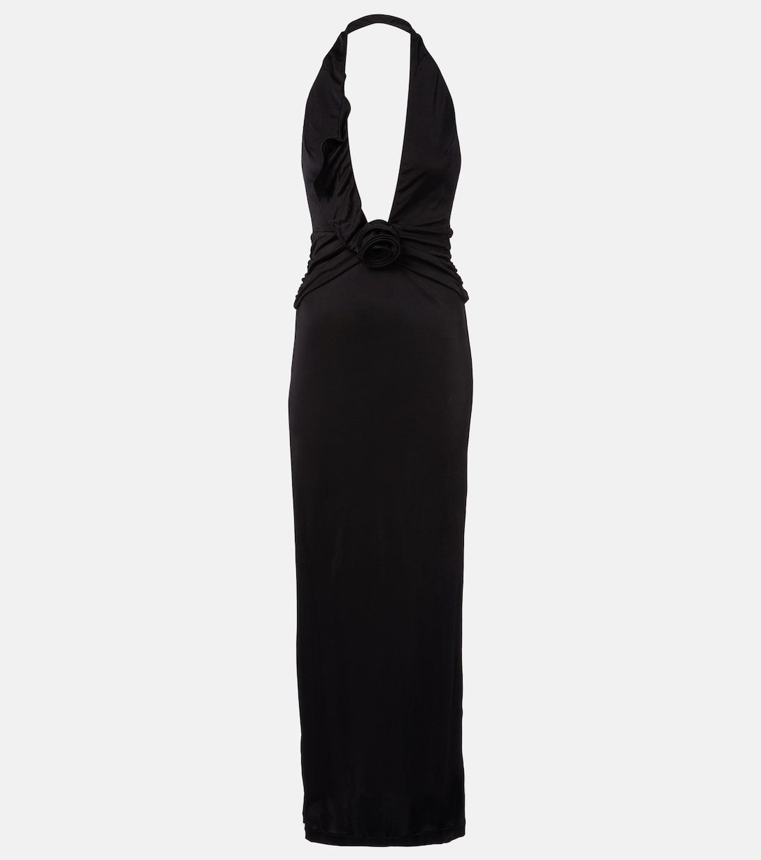 Adriana Degreas - Floral-appliqué halterneck maxi dress