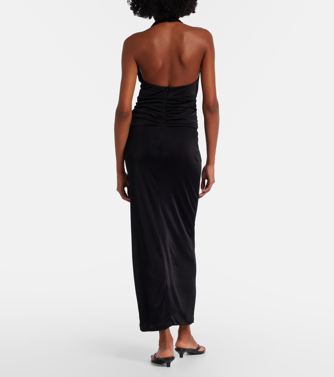 Adriana Degreas - Floral-appliqué halterneck maxi dress