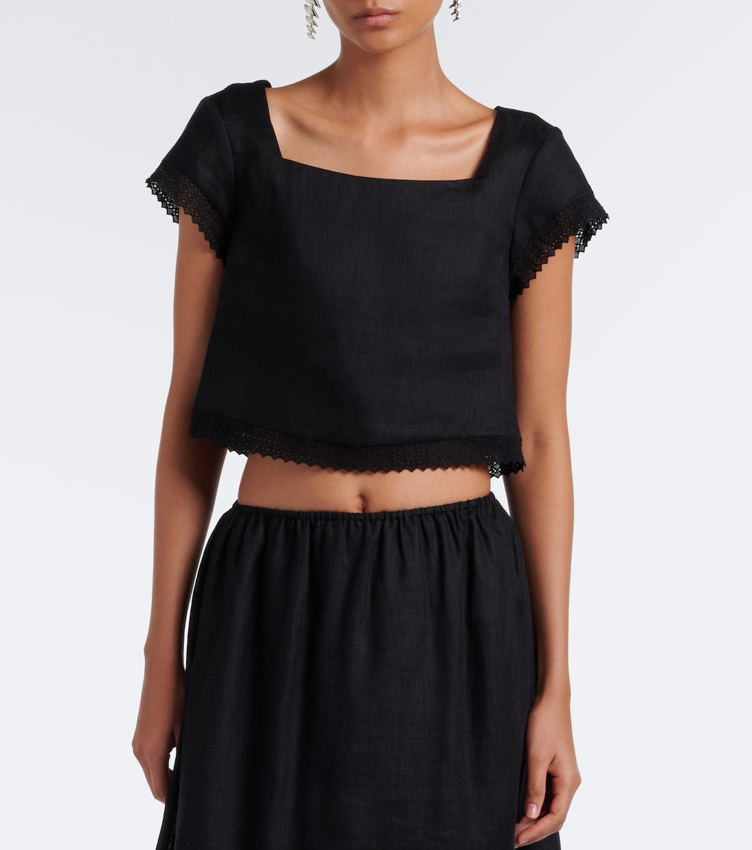 Posse - Alfie cropped embroidered linen top