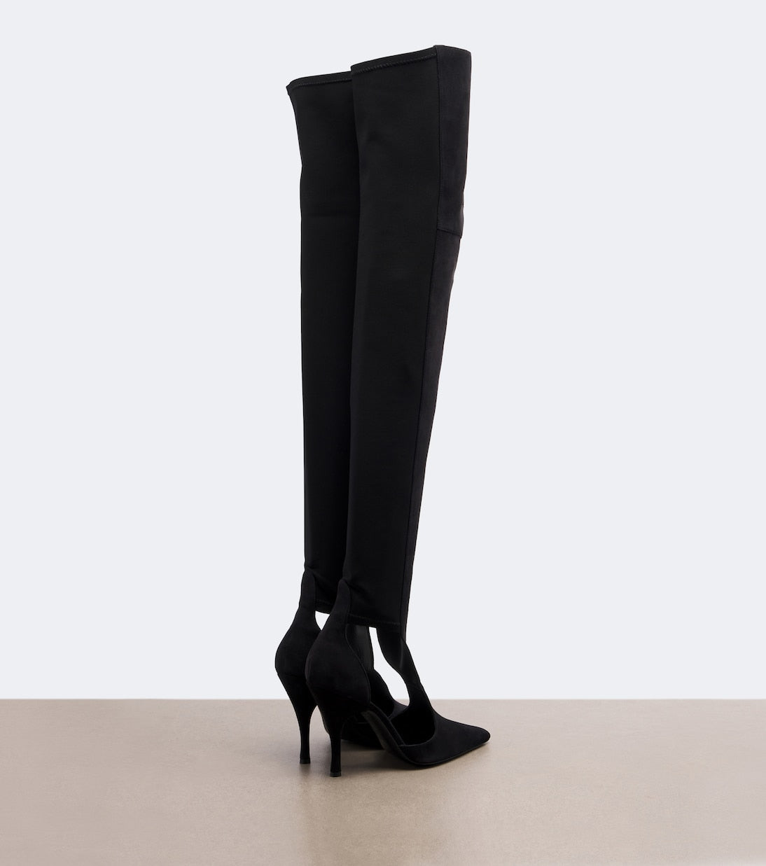 Alaïa - Cutout suede-trimmed over-the-knee boots