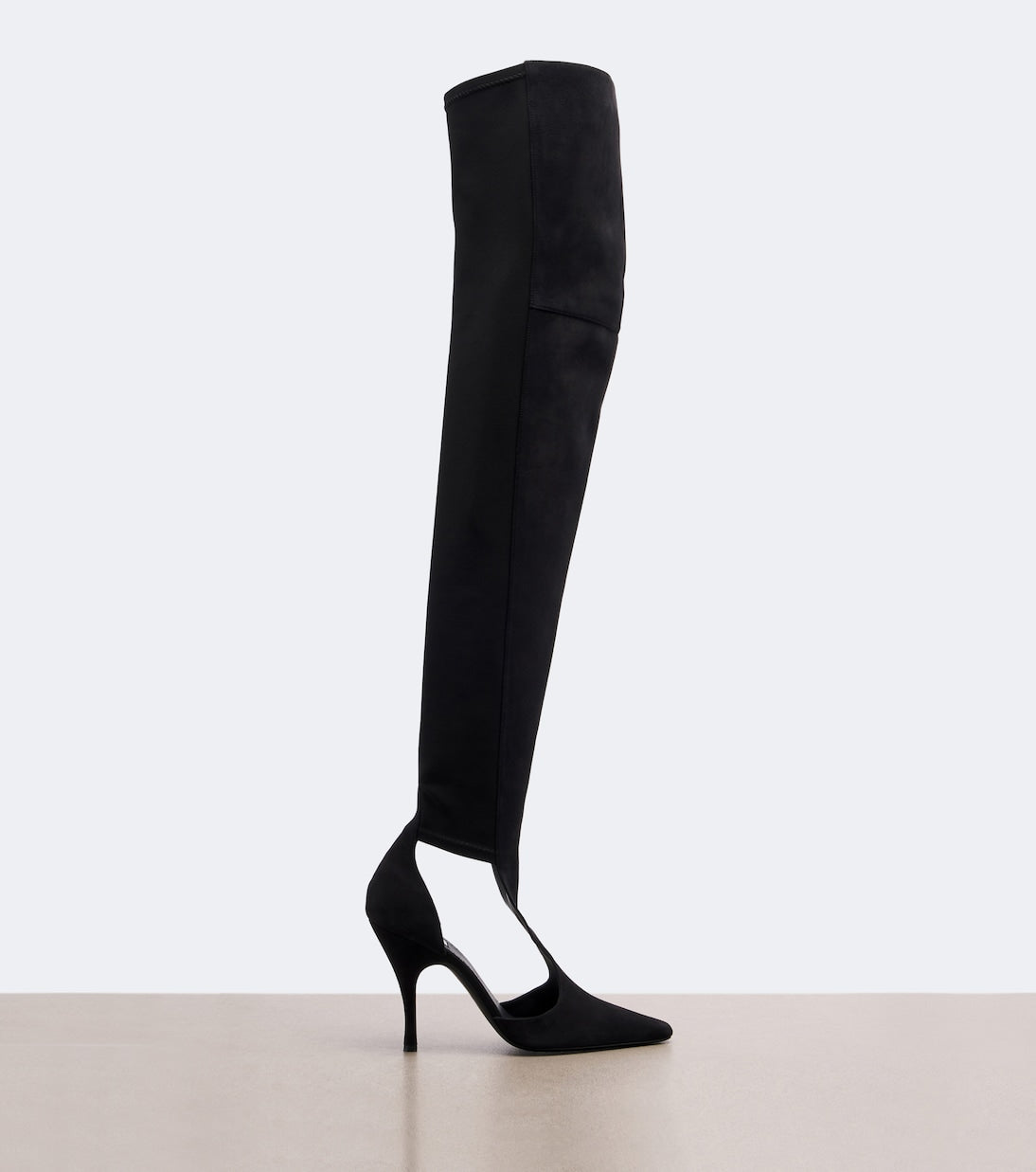 Alaïa - Cutout suede-trimmed over-the-knee boots