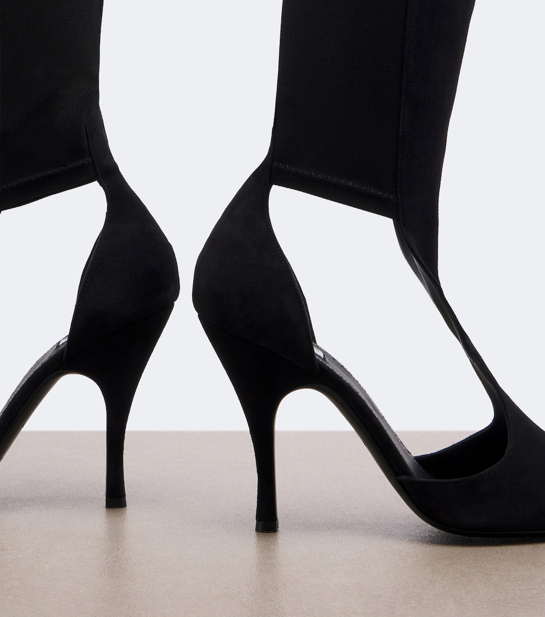 Alaïa - Cutout suede-trimmed over-the-knee boots