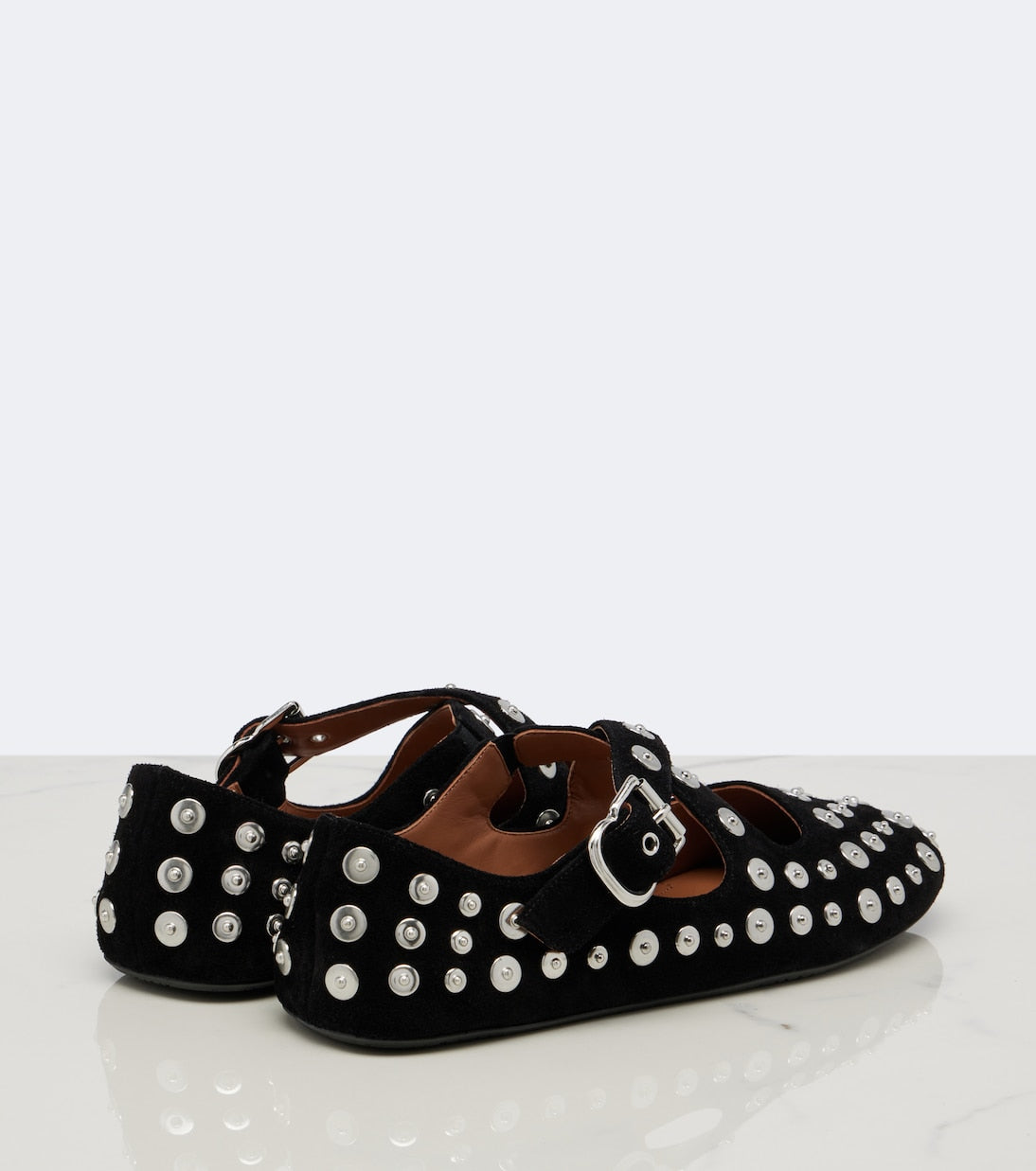 Alaïa - Studded suede ballet flats
