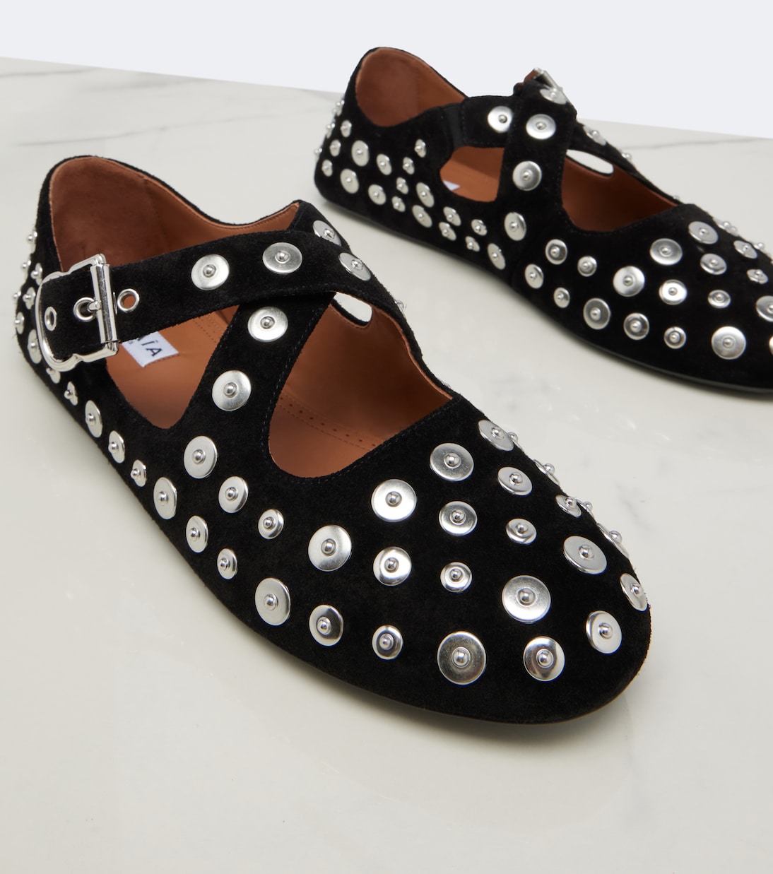 Alaïa - Studded suede ballet flats