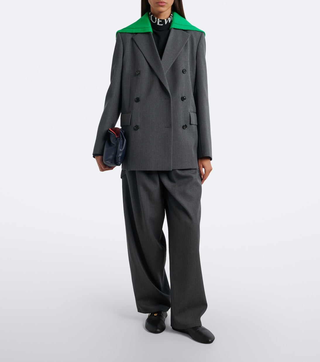 Loewe - Paneled wool wide-leg pants