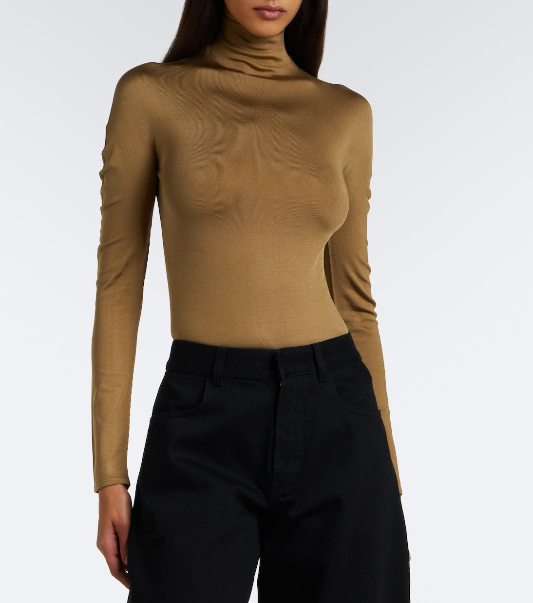 Alaïa - Turtleneck silk-blend bodysuit