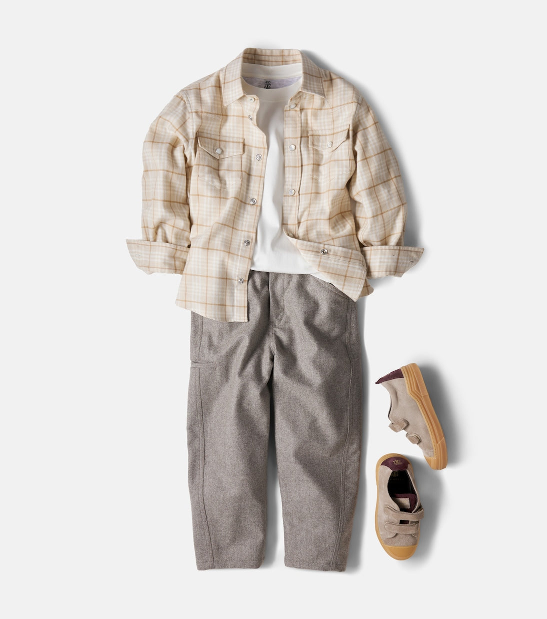 Brunello Cucinelli Kids - Checked cotton-blend flannel shirt
