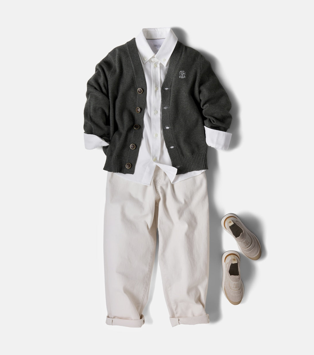Brunello Cucinelli Kids - Logo cashmere cardigan