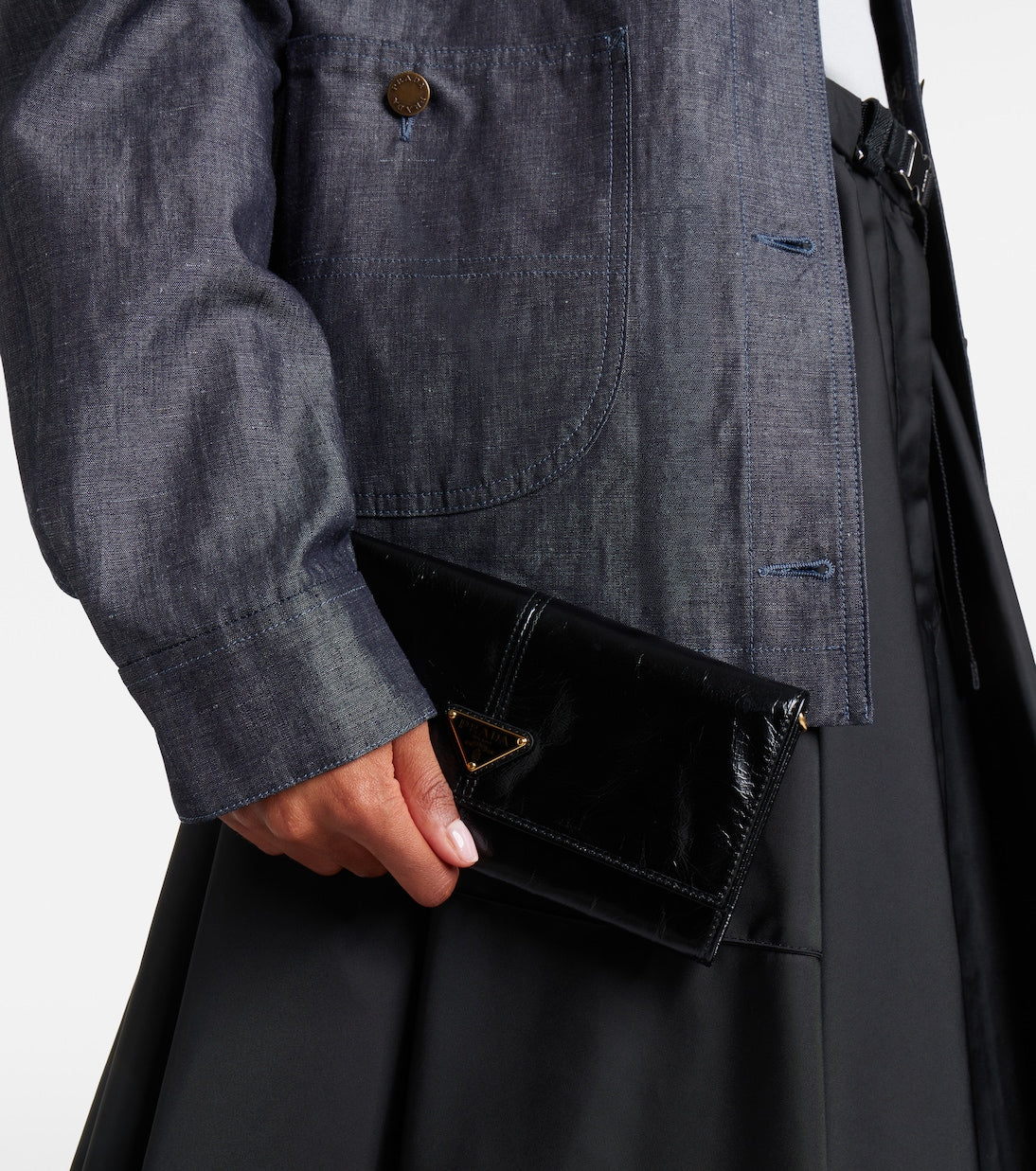 Prada - Logo leather pouch with strap