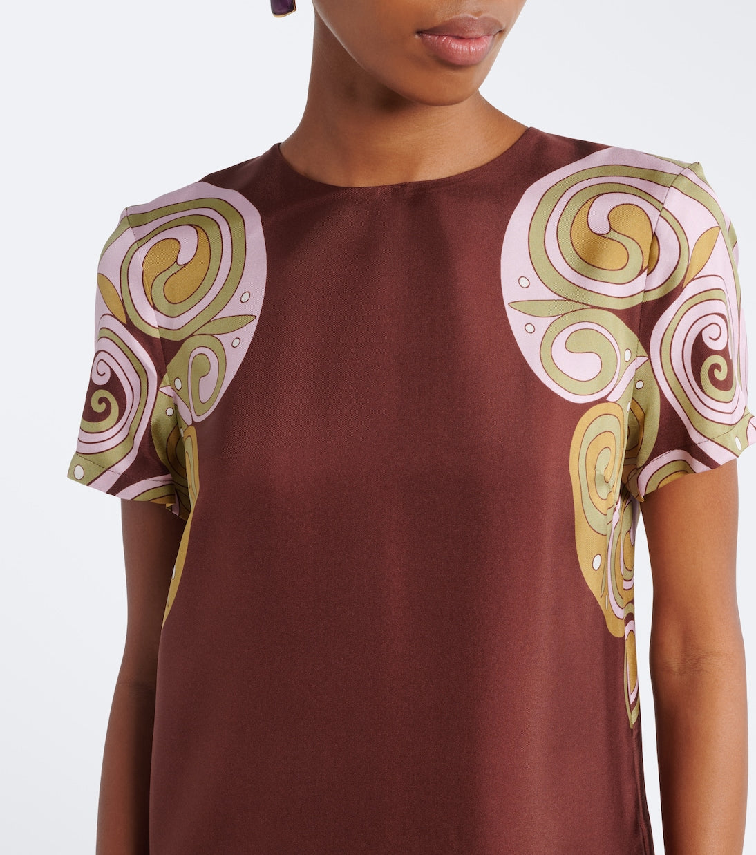La DoubleJ - Kells Swirl feather-trimmed silk minidress