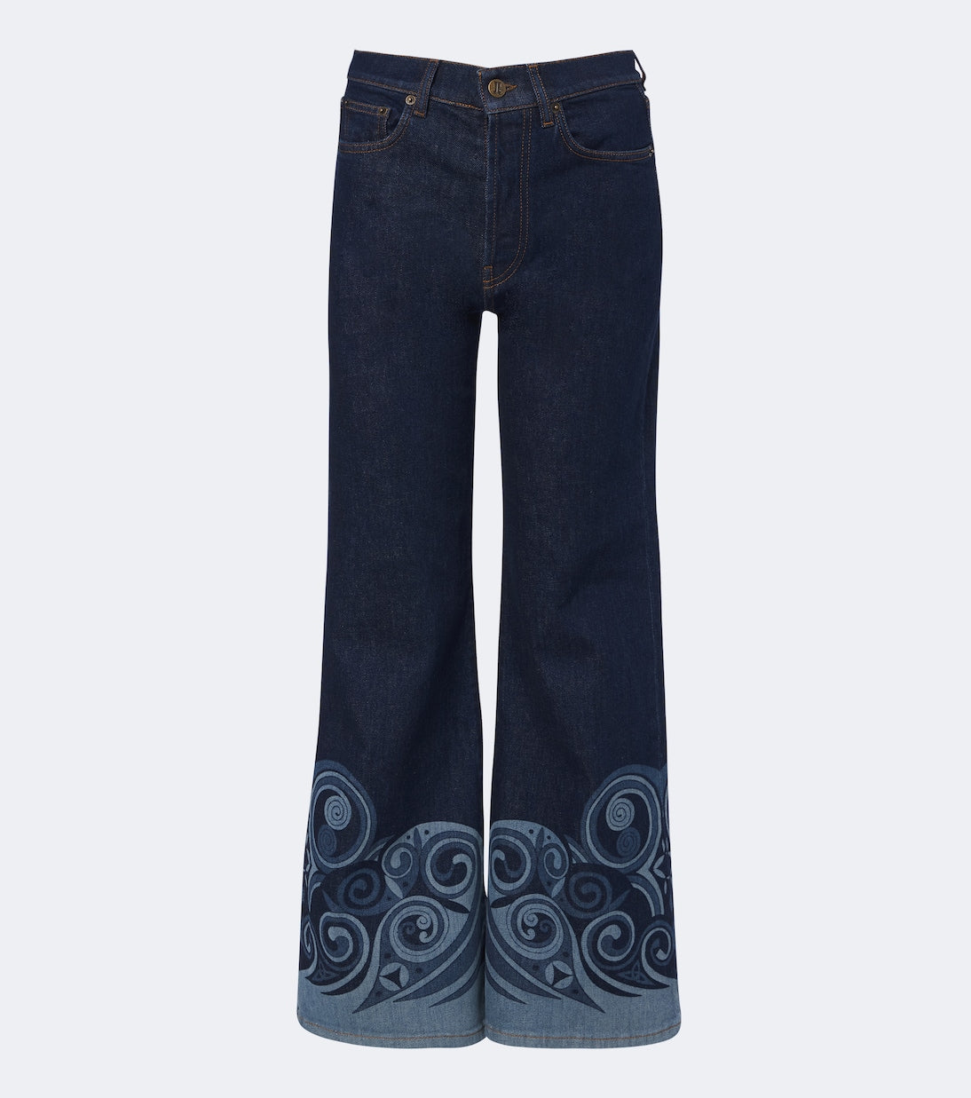 La DoubleJ - Cropped printed flared jeans