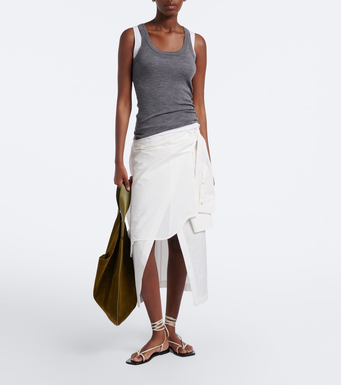 Róhe - Asymmetric cotton-blend midi skirt