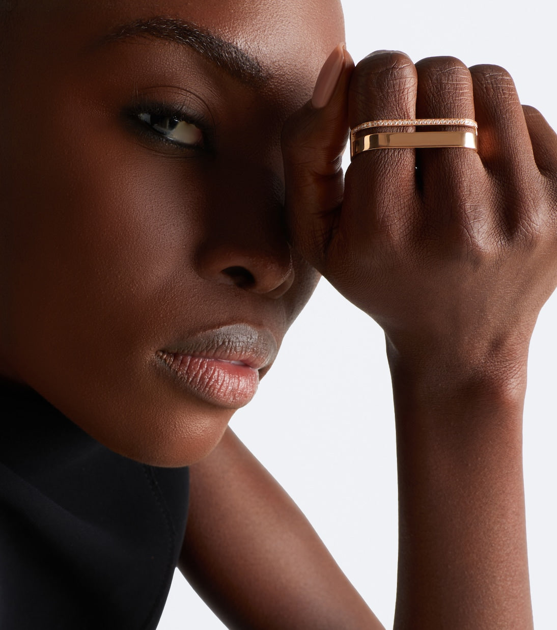 Repossi - Berbere 18kt rose gold double ring with diamonds