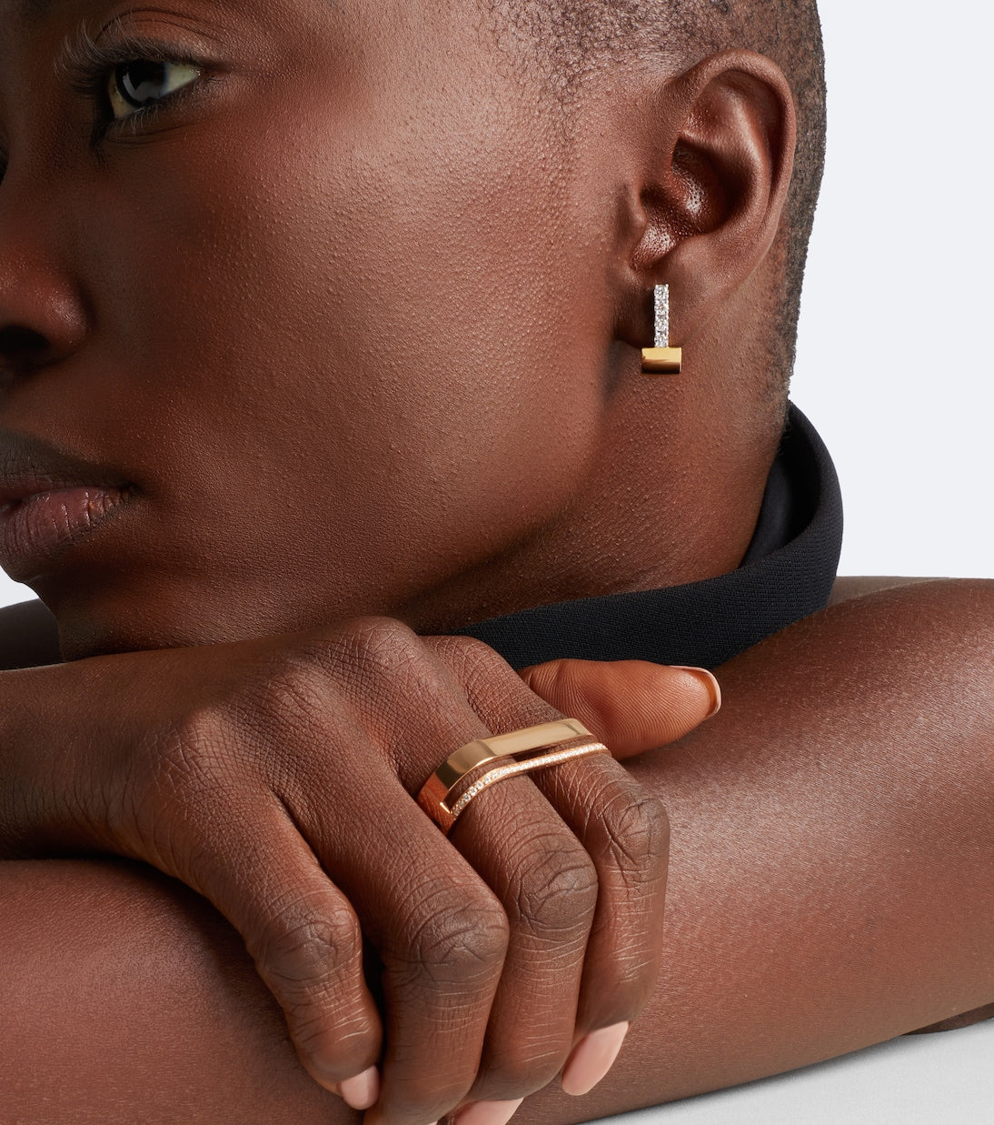 Repossi - Berbere 18kt rose gold double ring with diamonds