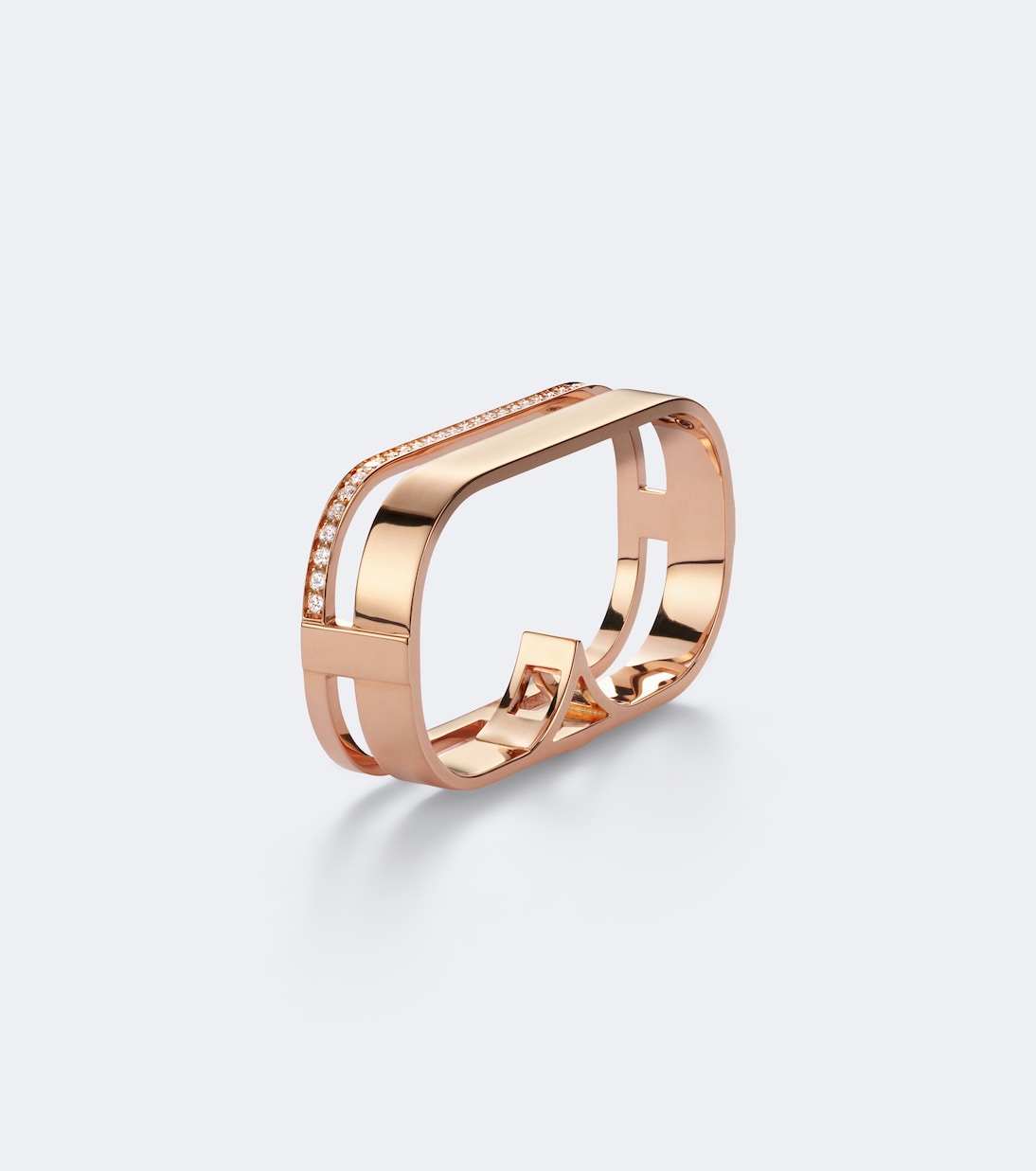 Repossi - Berbere 18kt rose gold double ring with diamonds