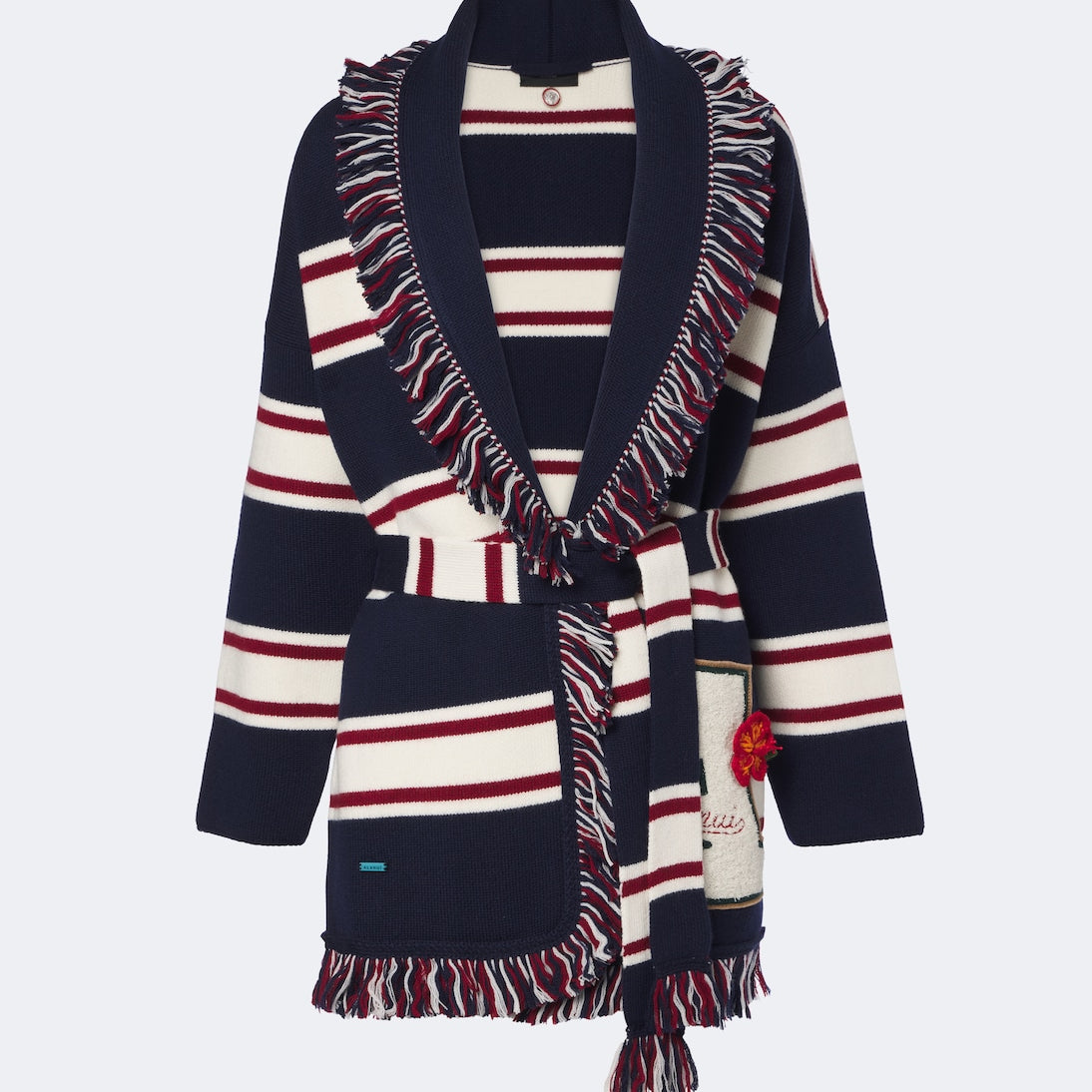 Alanui - Rugby Club fringed virgin wool wrap cardigan