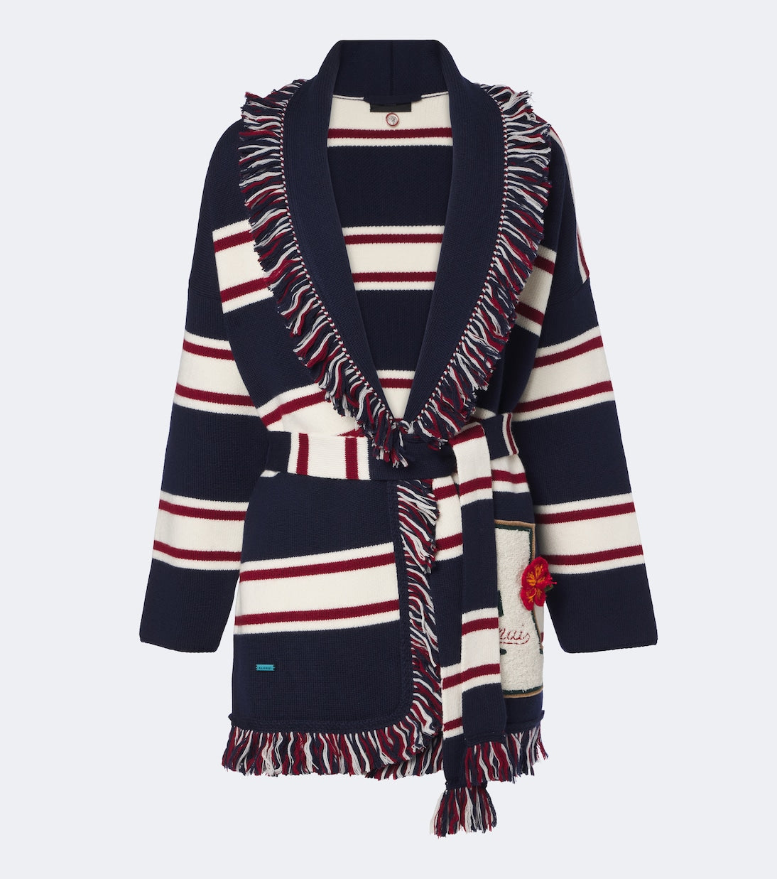 Alanui - Rugby Club fringed virgin wool wrap cardigan