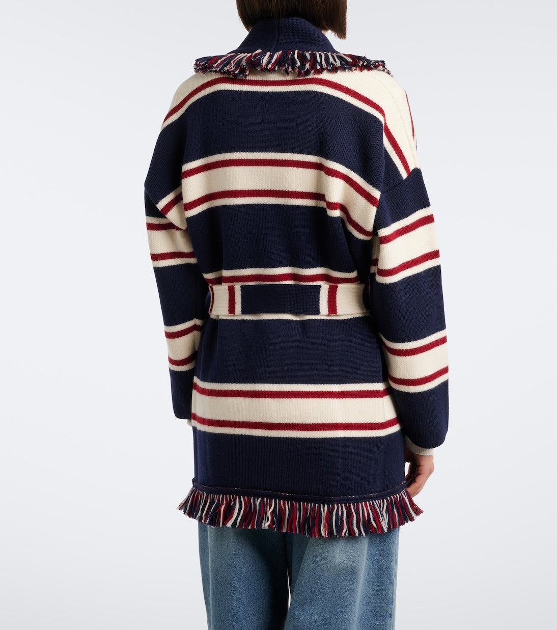Alanui - Rugby Club fringed virgin wool wrap cardigan