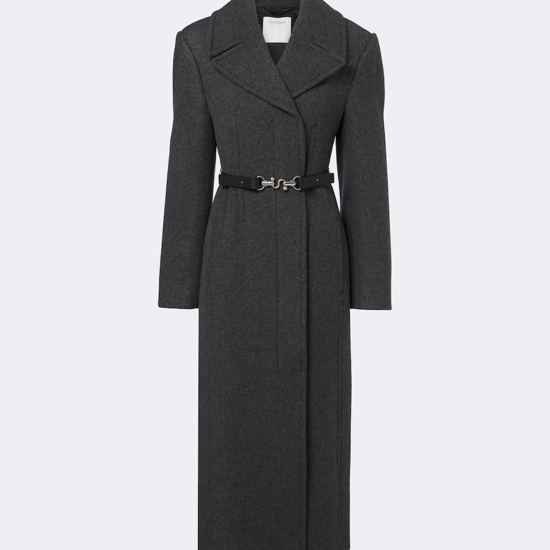 Sportmax - Belted herringbone virgin wool coat