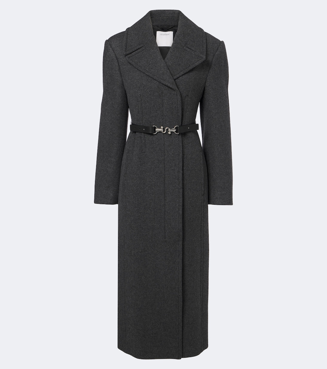 Sportmax - Belted herringbone virgin wool coat